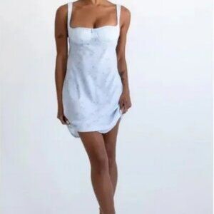 Rumored Junior's Loverboy Forget Me Not Baby Blue Backless‎ Mini Dress Size M